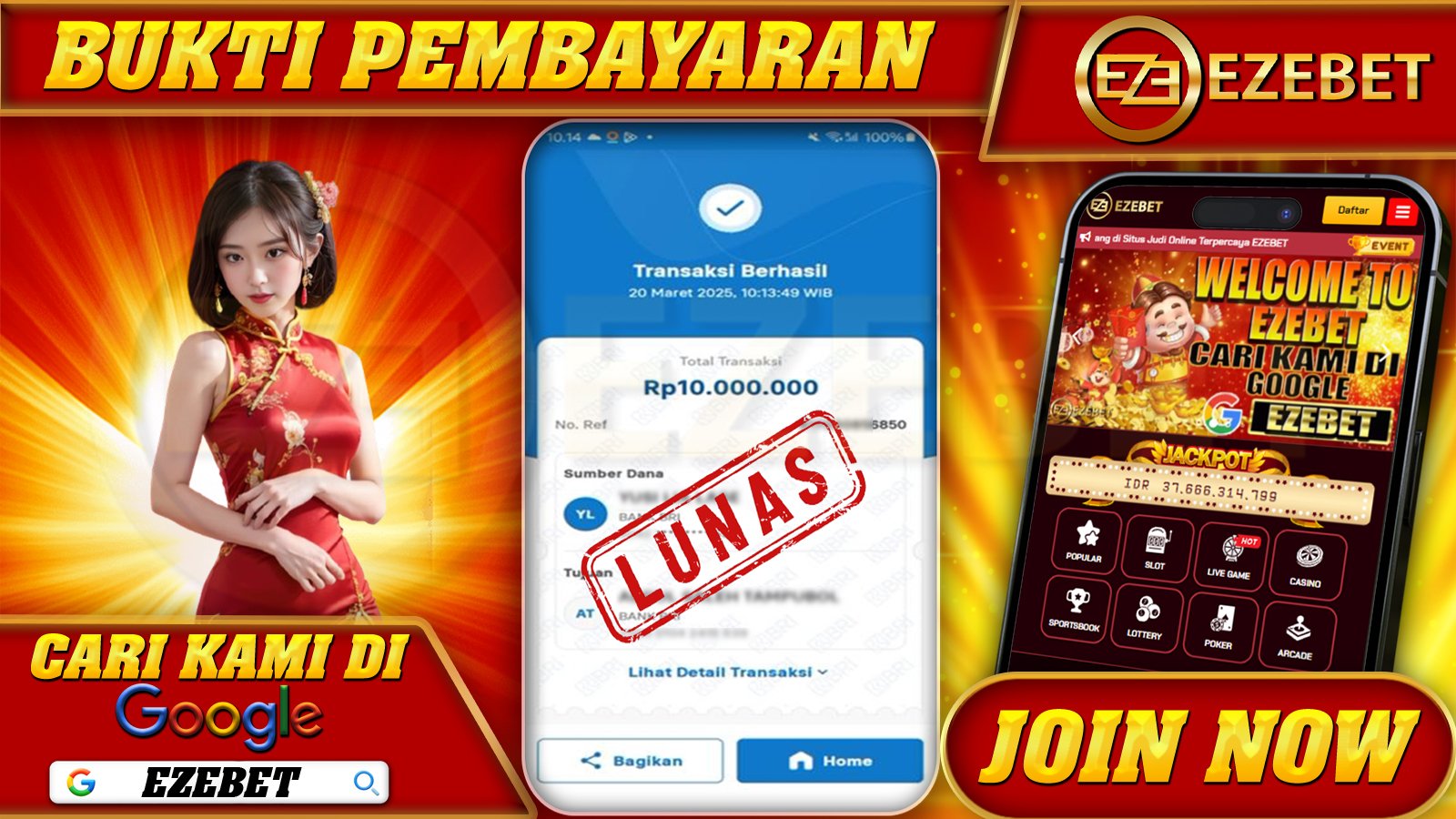 EZEBET KEMENANGAN MEMBER SETIA SLOT GAMES MAHJONG WAYS Rp. 10.000.000,- LUNAS