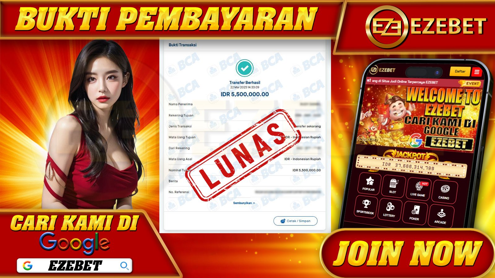EZEBET KEMENANGAN MEMBER SETIA SLOT GAMES MAHJONG WAYS Rp. 5.500.000,- LUNAS