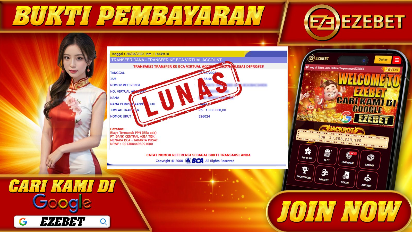 EZEBET KEMENANGAN MEMBER SLOT GAMES WILD BANDITO Rp. 1.000.000,- LUNAS