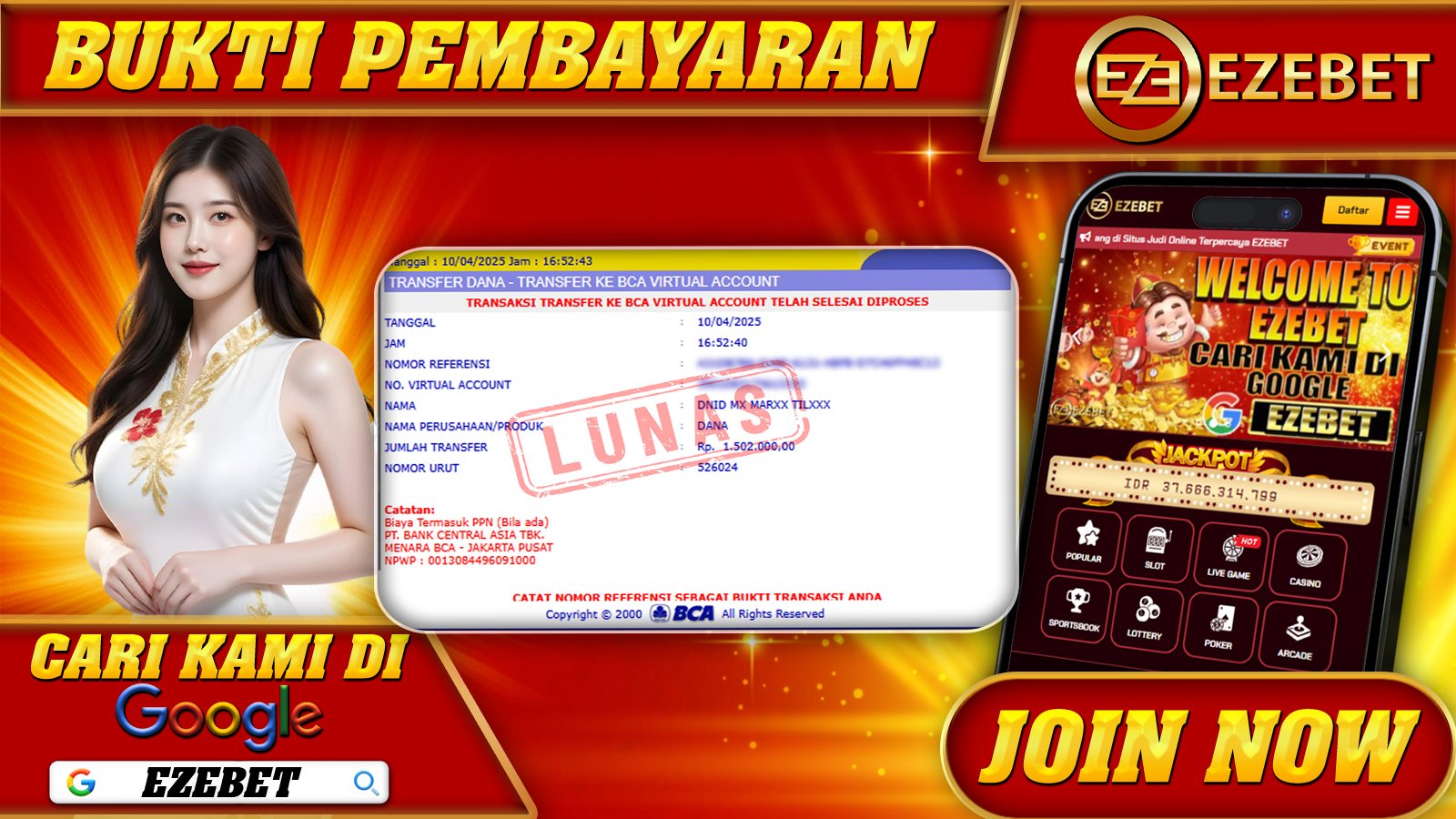 EZEBET KEMENANGAN MEMBER SLOT GAMES MAHJONG WAYS Rp. 1.502.000,- LUNAS
