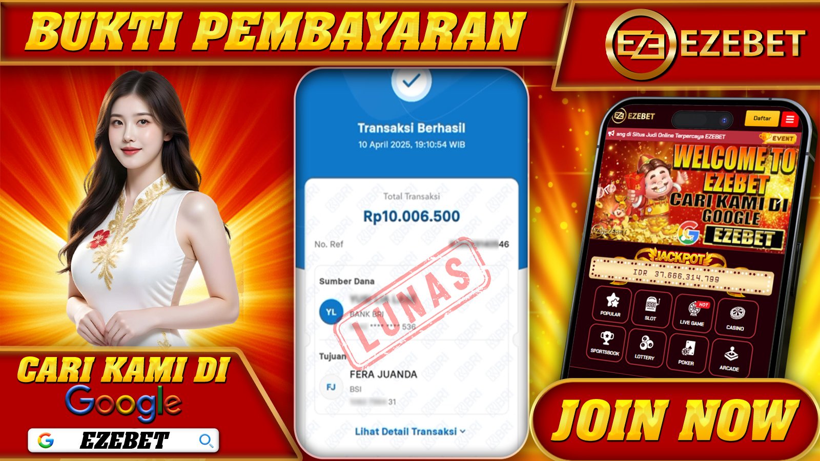 EZEBET KEMENANGAN MEMBER SLOT GAMES MAHJONG WAYS Rp. 10.000.000,- LUNAS