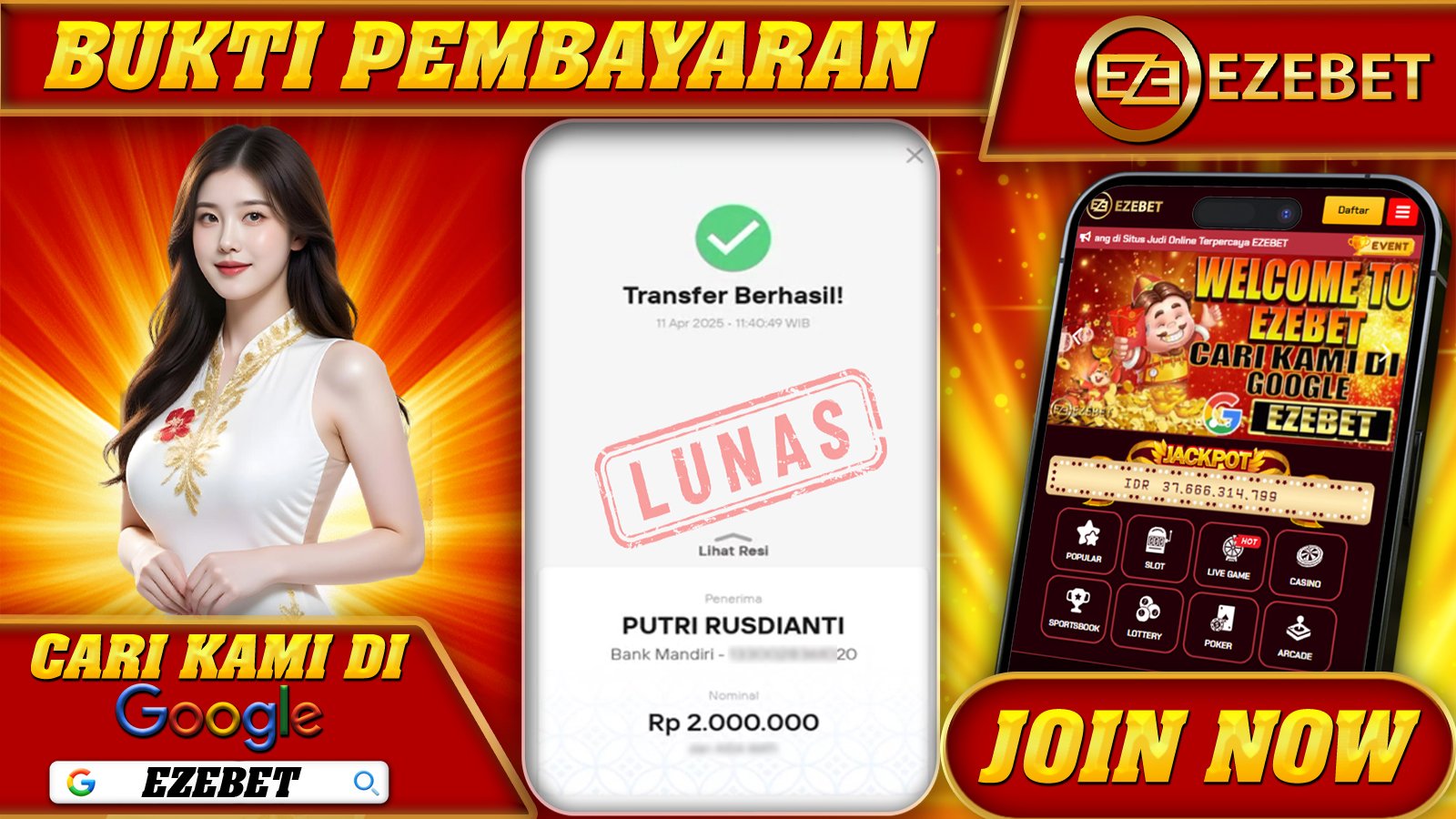 EZEBET KEMENANGAN MEMBER SLOT GAMES GALACTIC GEMS Rp. 2.000.000,- LUNAS