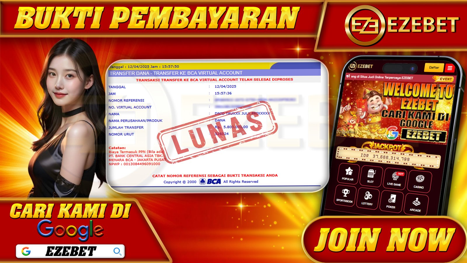 EZEBET KEMENANGAN MEMBER SLOT GAMES WILD WEST GOLD Rp. 5.800.000,- LUNAS
