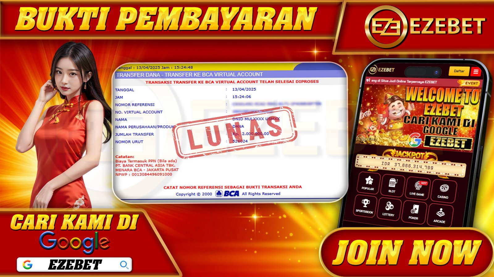 EZEBET KEMENANGAN MEMBER SLOT GAME MAHJONG WAYS Rp. 2.000.000,- LUNAS