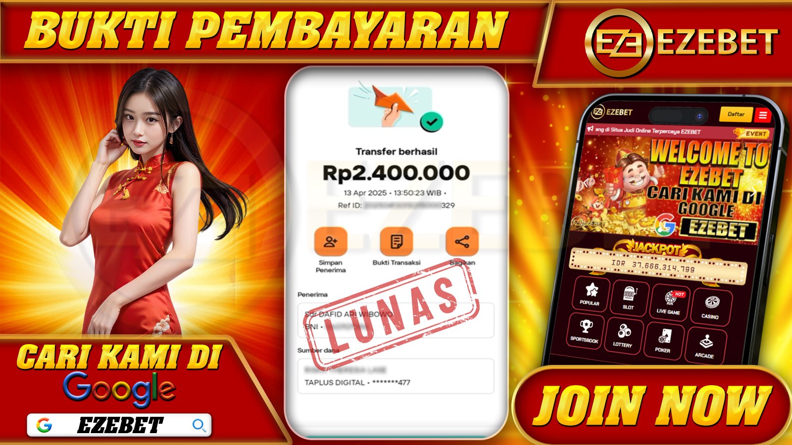 EZEBET KEMENANGAN MEMBER SLOT GAME MAHJONG WAYS Rp. 2.000.000,- LUNAS