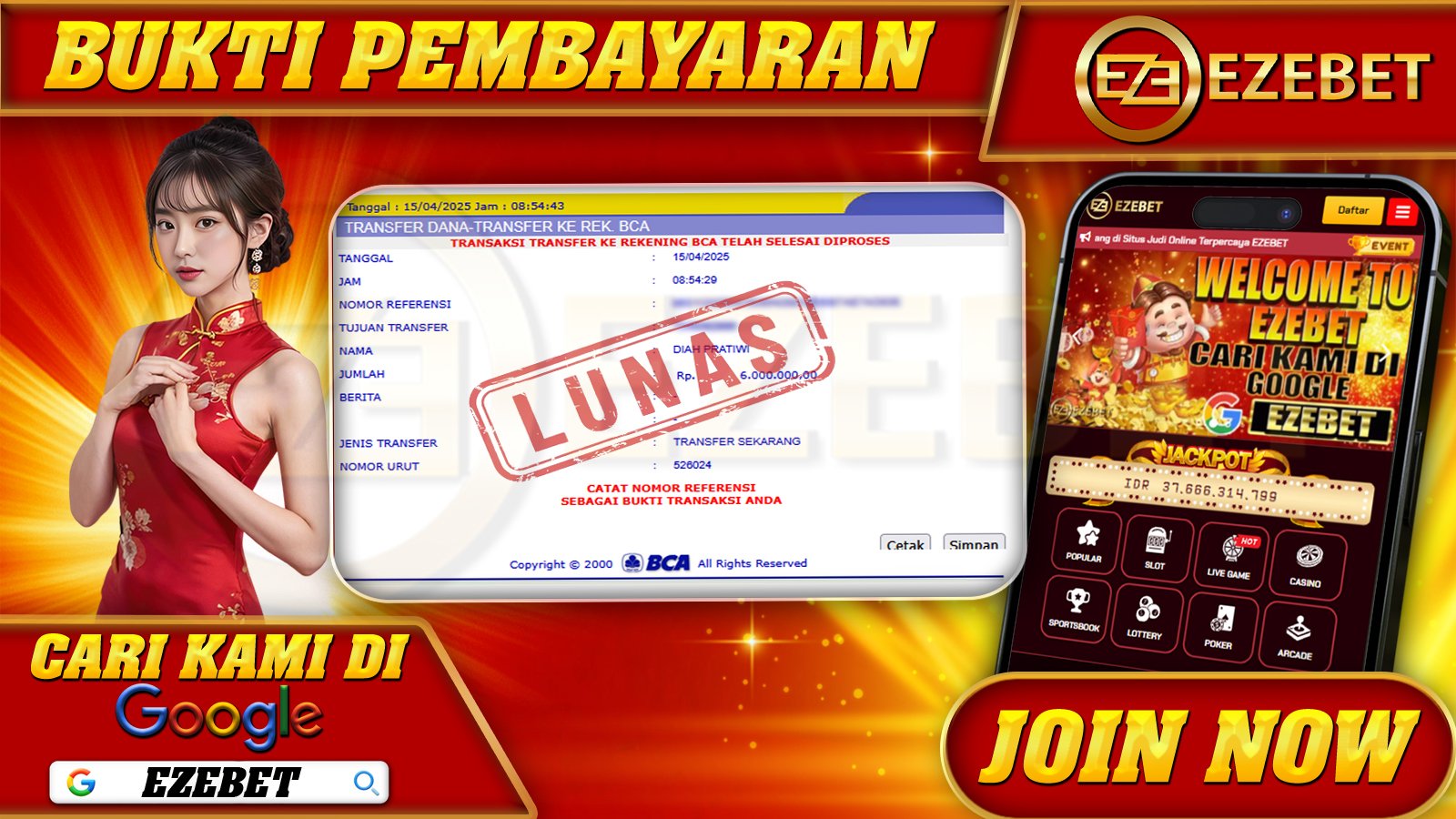 EZEBET KEMENANGAN MEMBER SLOT GAME GEMSTONES GOLD Rp. 6.000.000,- LUNAS