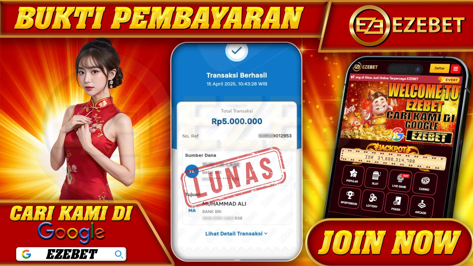 EZEBET KEMENANGAN MEMBER SLOT GAME MAHJONG WAYS Rp. 5.000.000,- LUNAS