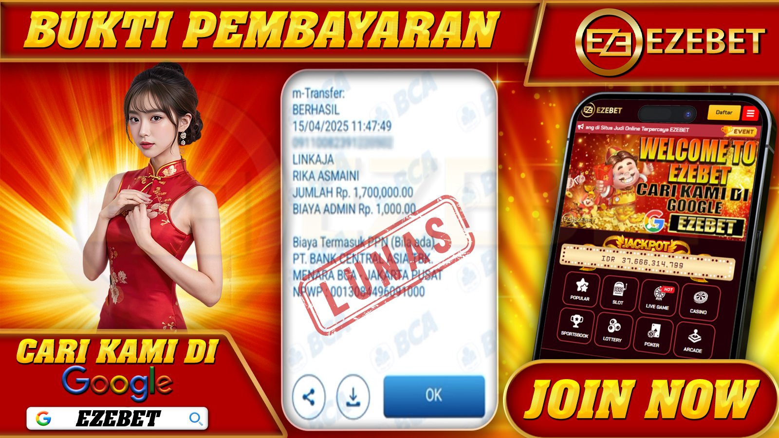 EZEBET KEMENANGAN MEMBER SLOT GAME GATES OF OLYMPUS Rp. 1.700.000,- LUNAS