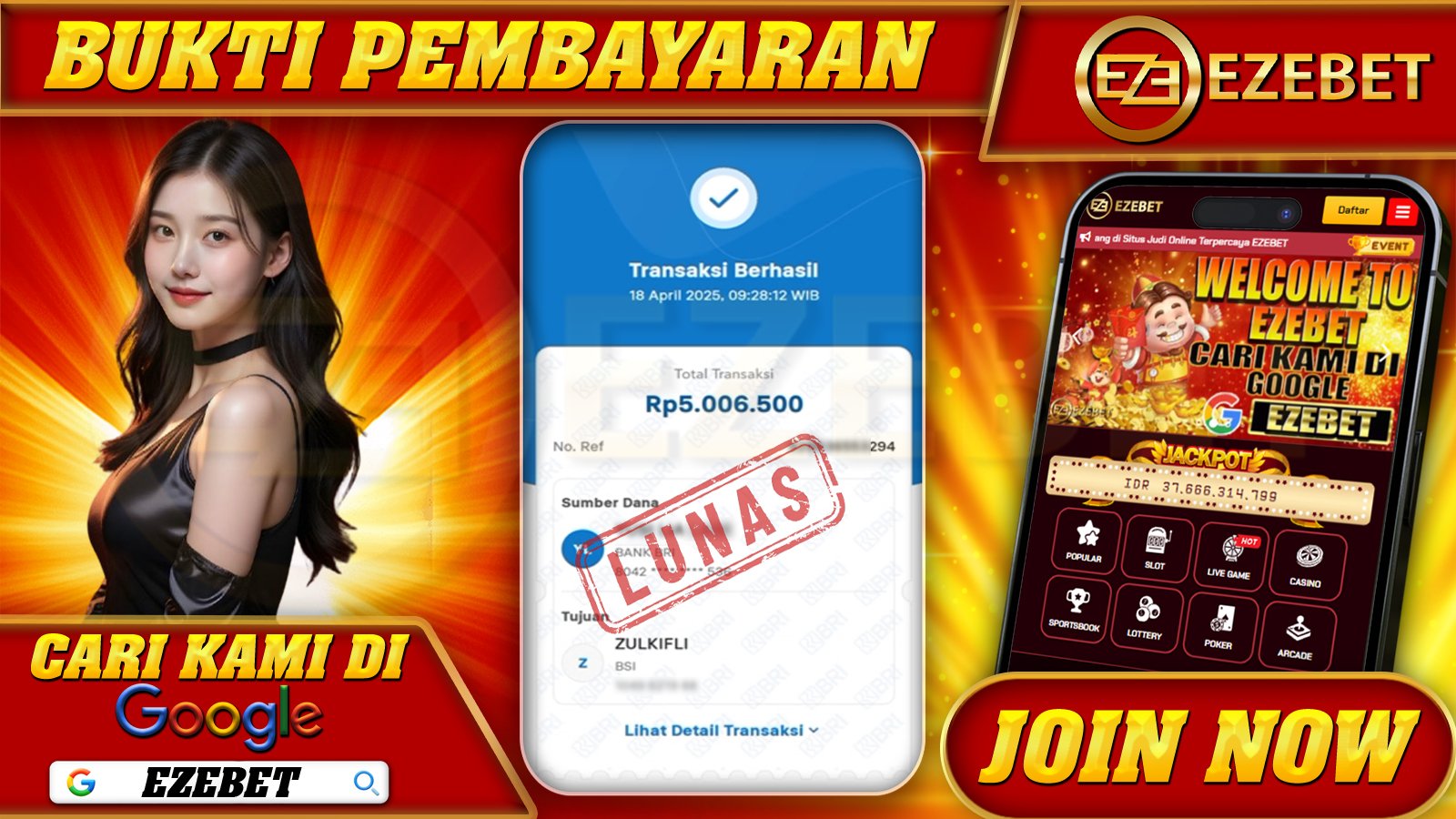 EZEBET KEMENANGAN MEMBER SLOT GAME MAHJONG WAYS Rp. 5.000.000,- LUNAS