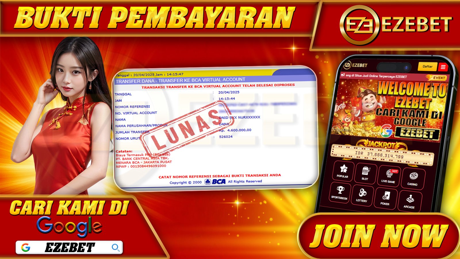 EZEBET KEMENANGAN MEMBER SLOT GAME MASTER CHENS FORTUNE Rp. 4.600.000,- LUNAS