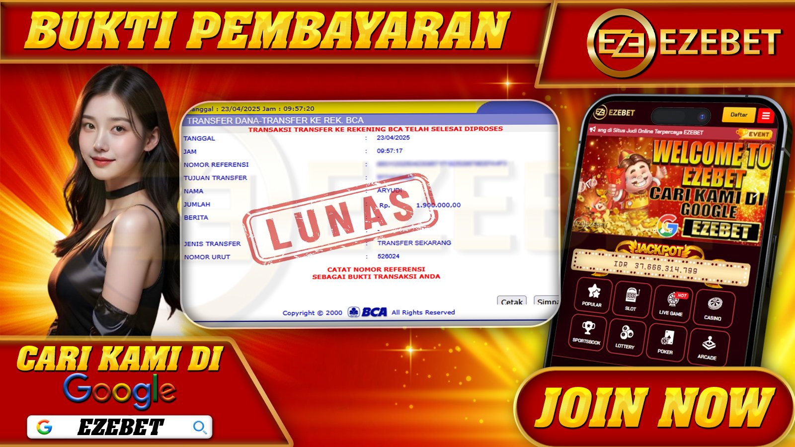 EZEBET KEMENANGAN MEMBER SLOT GAME CLASH OF THE GIANT Rp. 1.900.000,- LUNAS