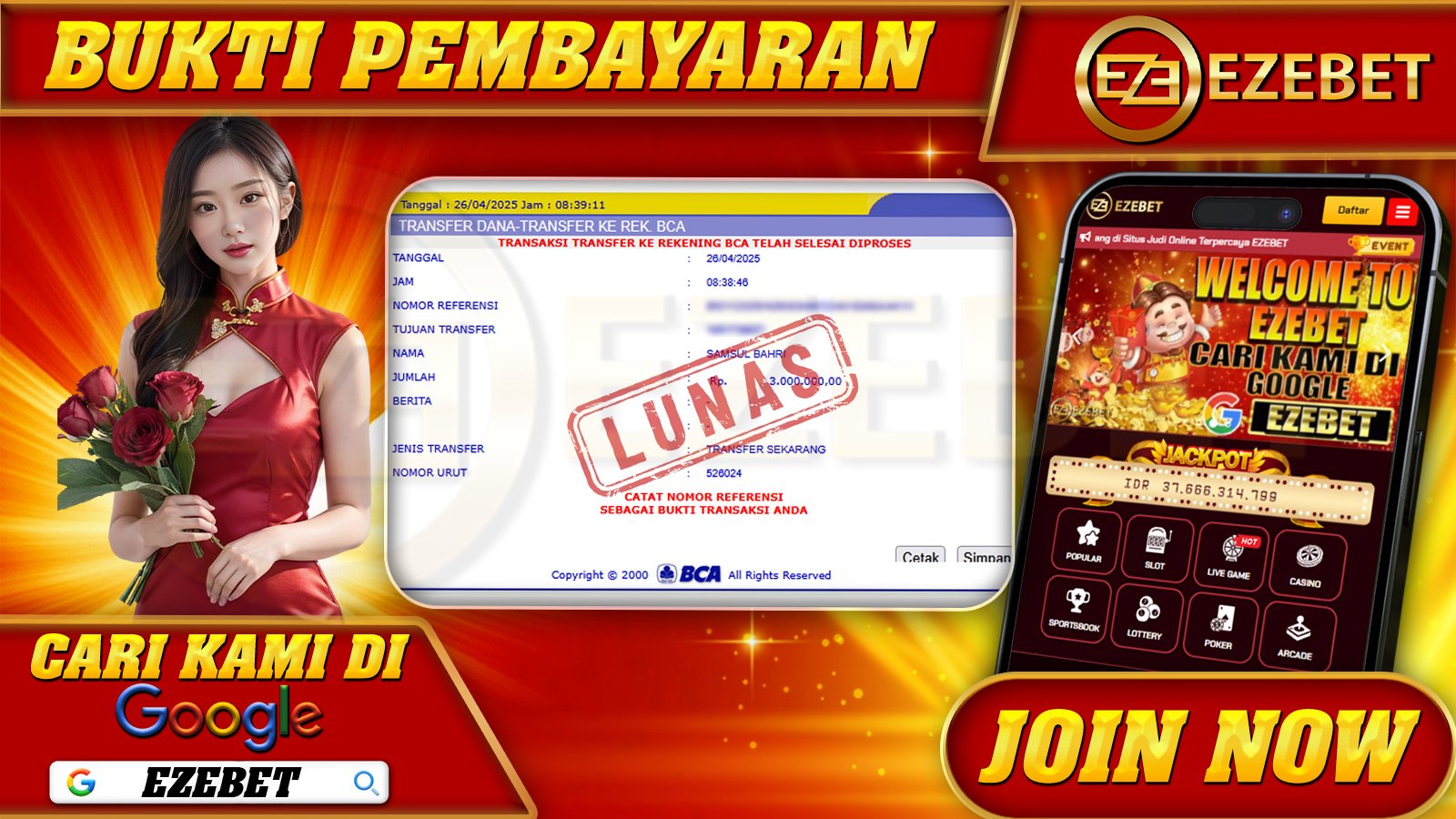 EZEBET KEMENANGAN MEMBER SLOT GAME MAHJONG WAYS Rp. 3.000.000,- LUNAS