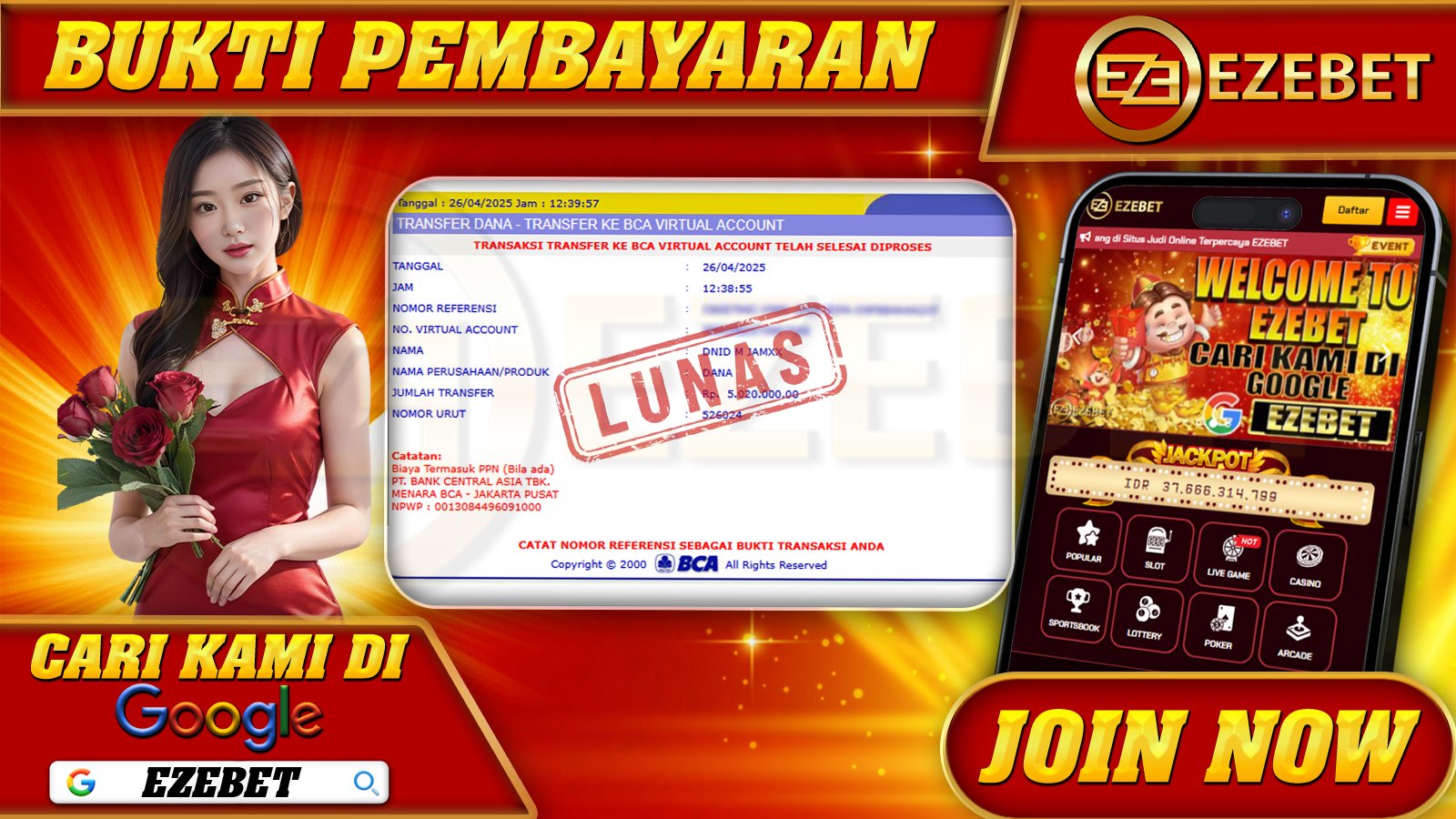 EZEBET KEMENANGAN MEMBER SLOT GAME MAHJONG WINS 3 Rp. 5.020.000,- LUNAS