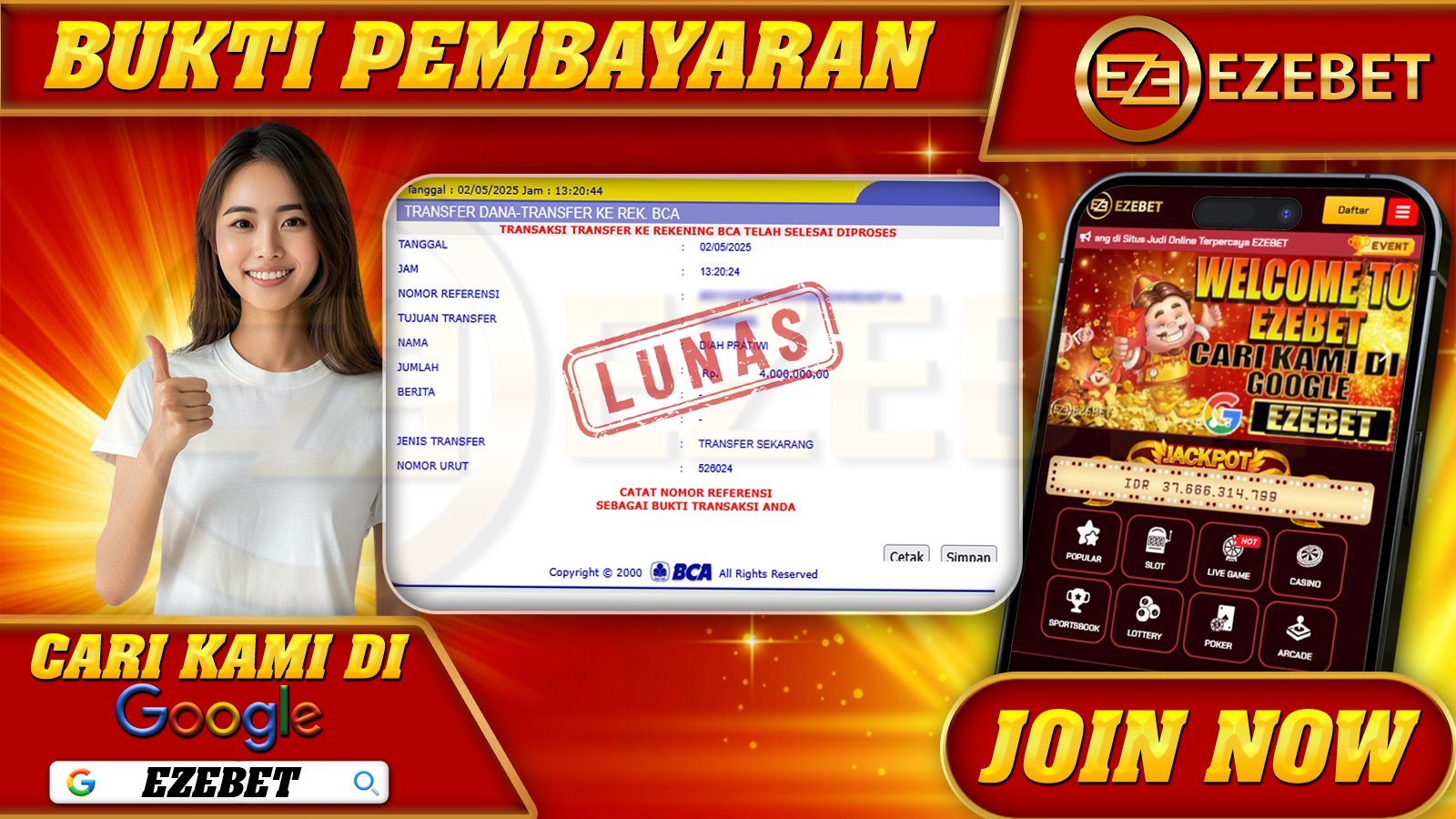 EZEBET KEMENANGAN MEMBER SLOT GAMES GEMSTONES GOLD Rp. 4.000.000,- LUNAS
