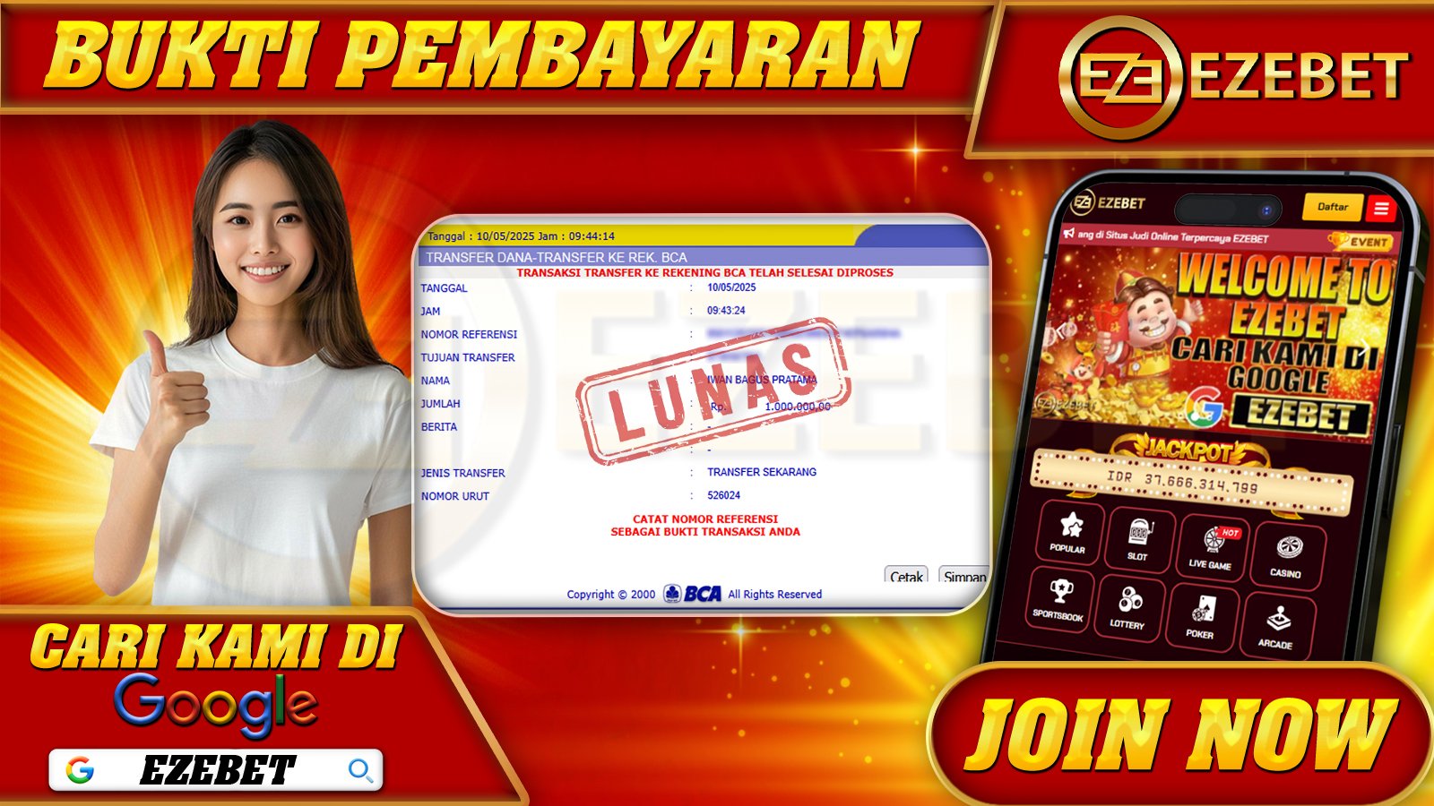 EZEBET KEMENANGAN MEMBER SLOT GAMES MAHJONG WAYS Rp. 1.000.000,- LUNAS