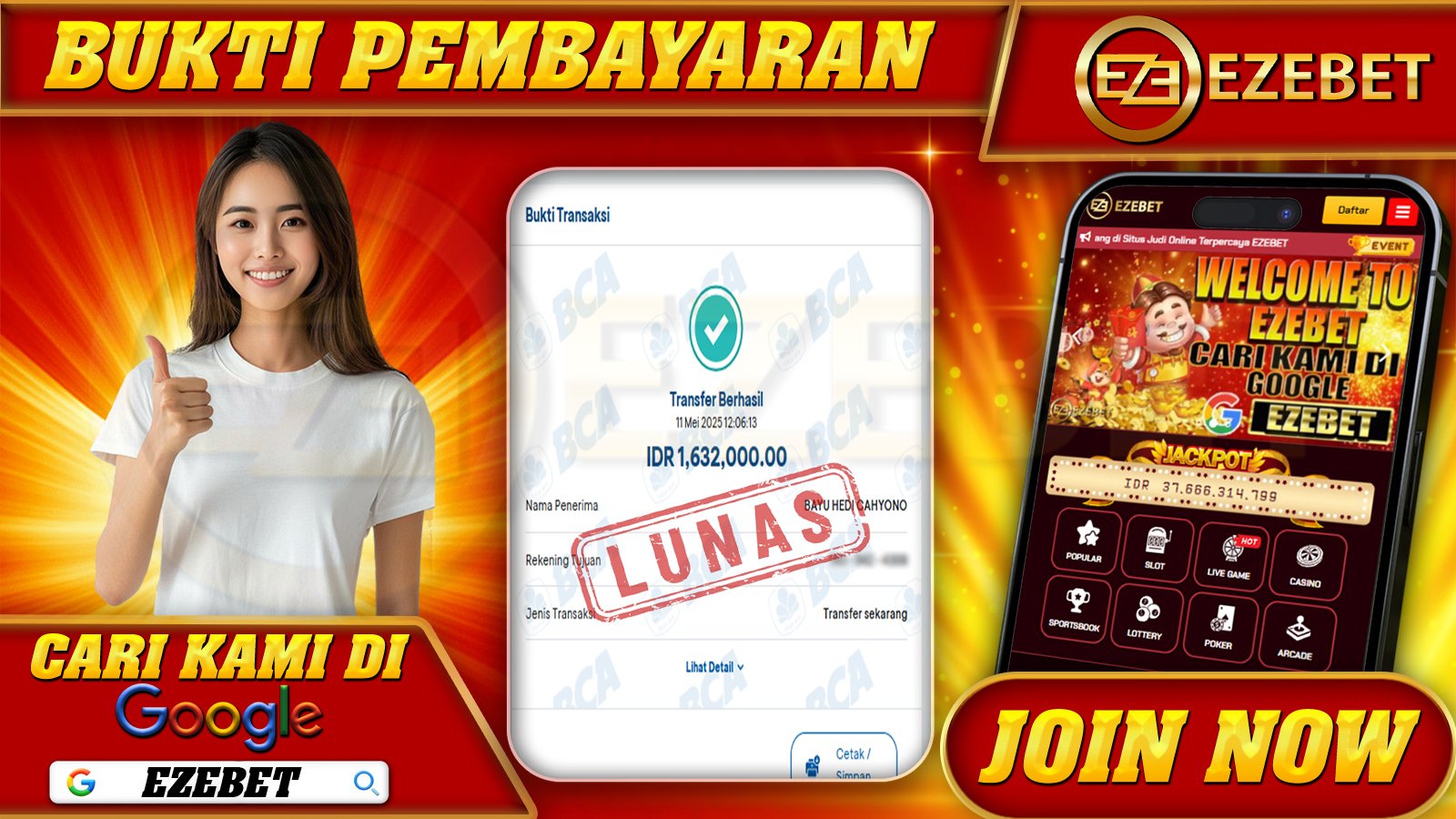 EZEBET KEMENANGAN MEMBER SLOT GAMES SBOBET Rp. 1.632.000,- LUNAS