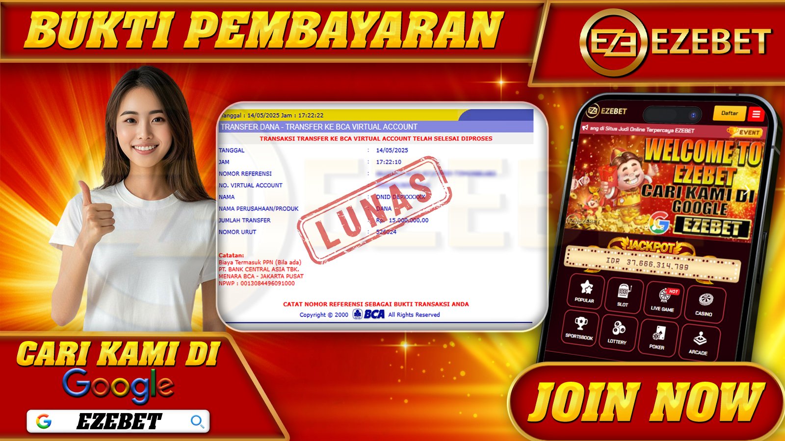 EZEBET KEMENANGAN MEMBER SLOT GAMES MAHJONG WAYS Rp. 15.000.000,- LUNAS