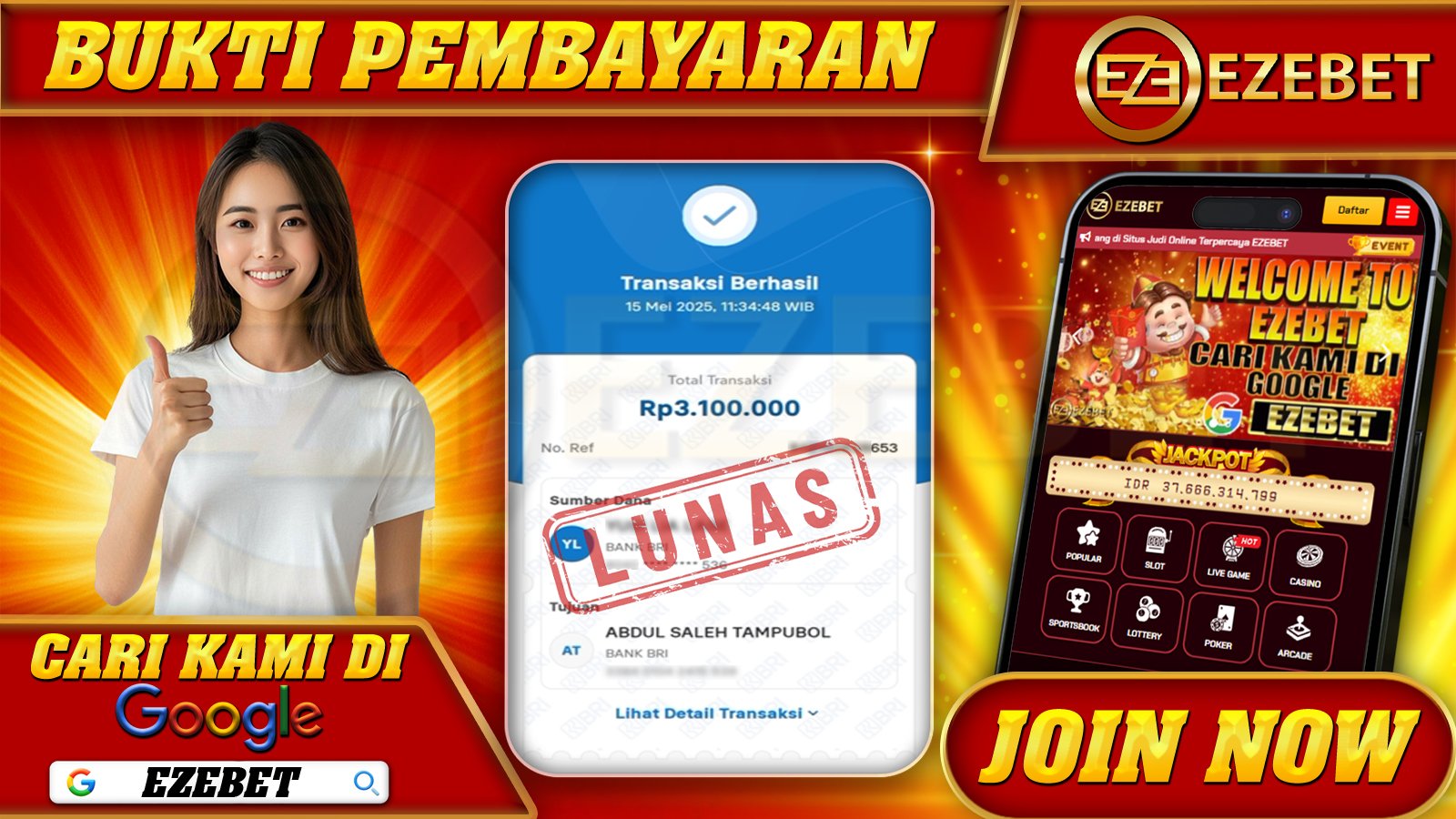 EZEBET KEMENANGAN MEMBER SLOT GAMES MAHJONG WAYS Rp. 3.100.000,- LUNAS