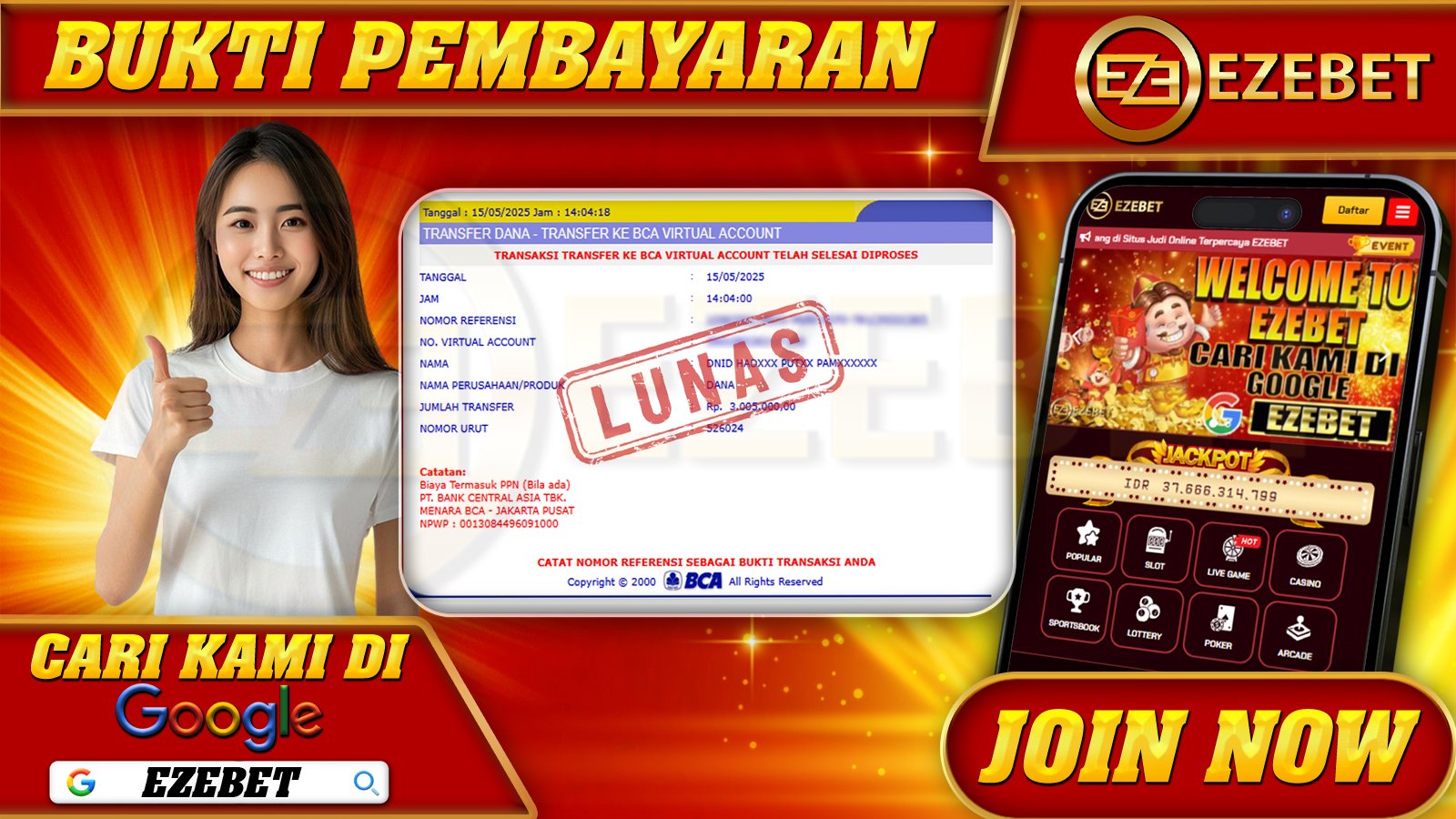 EZEBET KEMENANGAN MEMBER SLOT GAMES MAHJONG WAYS Rp. 3.005.000,- LUNAS