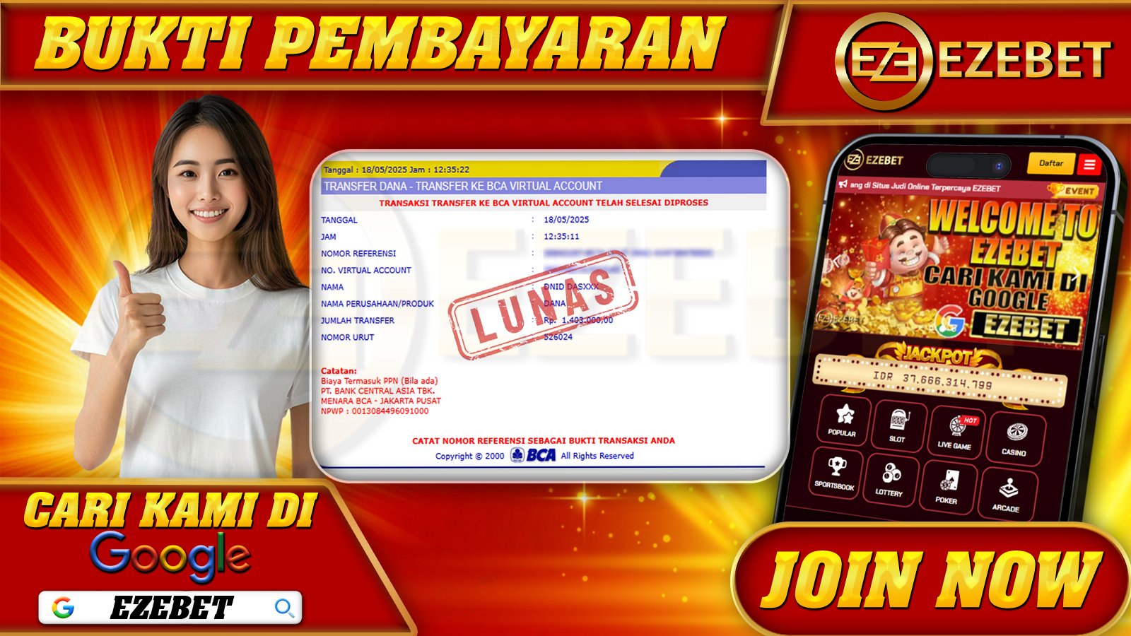 EZEBET KEMENANGAN MEMBER SLOT GAMES MAHJONG WAYS Rp. 1.403.000,- LUNAS