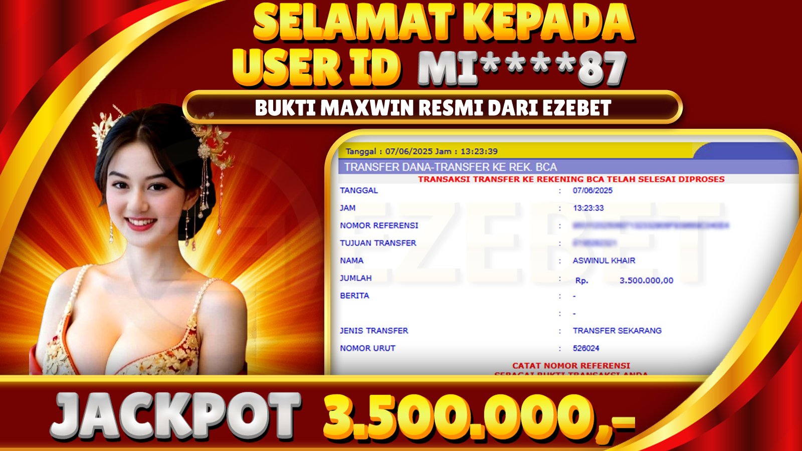 EZEBET KEMENANGAN MEMBER SLOT GAMES MAHJONG WAYS2 Rp. 3.500.000,- LUNAS