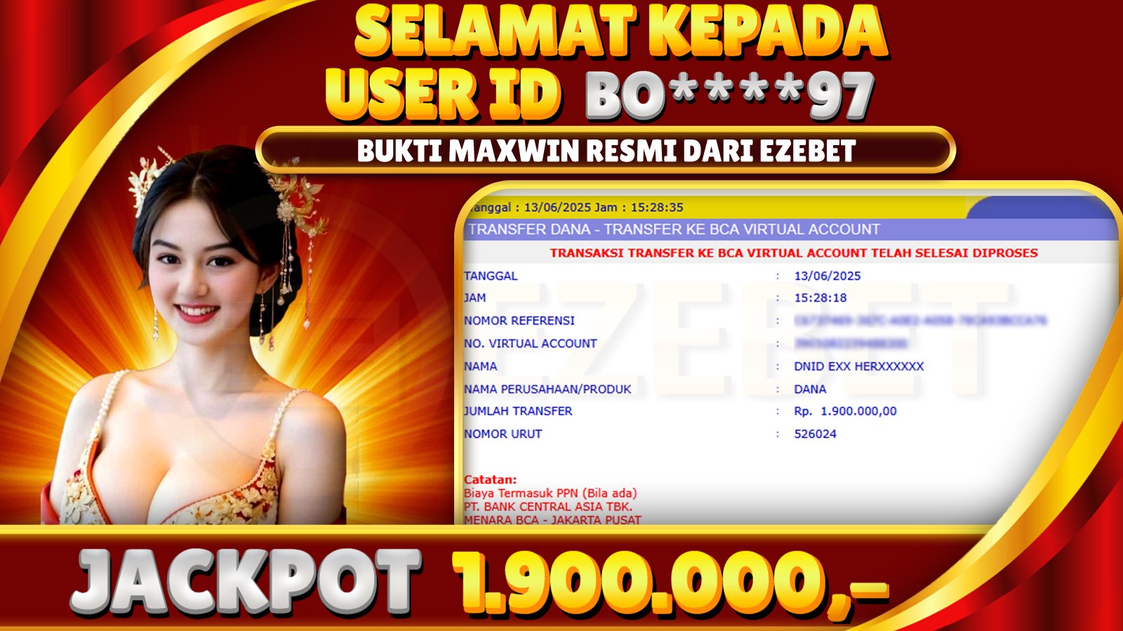 EZEBET KEMENANGAN MEMBER SLOT GAMES ULTIMATE STRIKER Rp. 1.900.000,- LUNAS